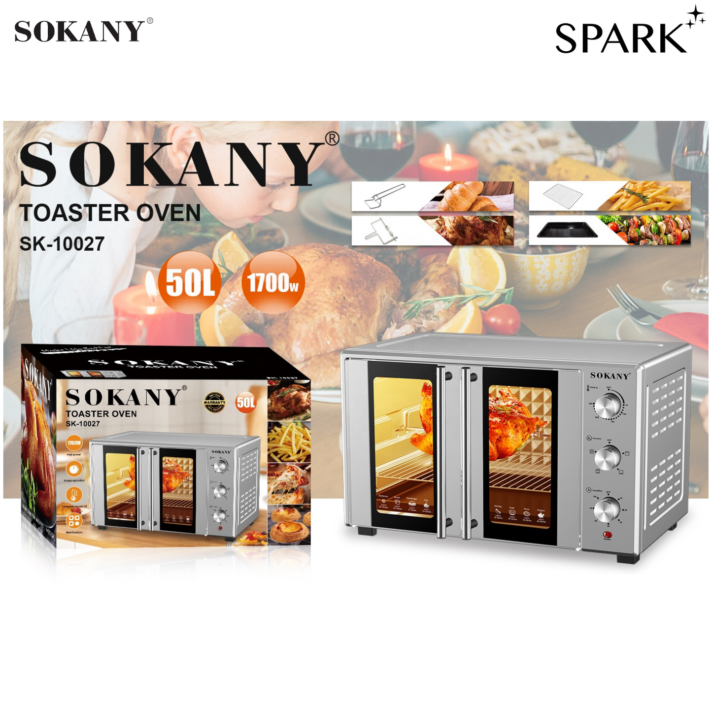 Sokany Oven 50L (French Door Oven)