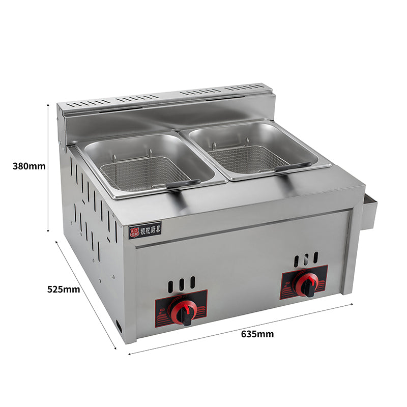 Professional Stainless Steel Electric Deep Fryer 12L ( GAS - Dual Tank )