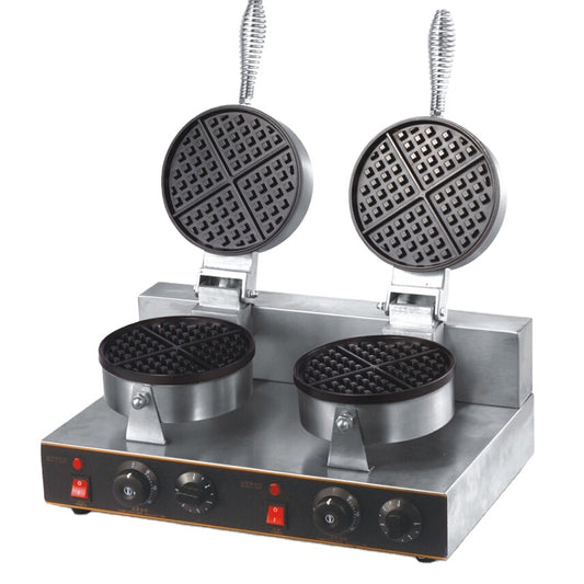 Professional Stainless Steel Round Waffle Maker - Dual